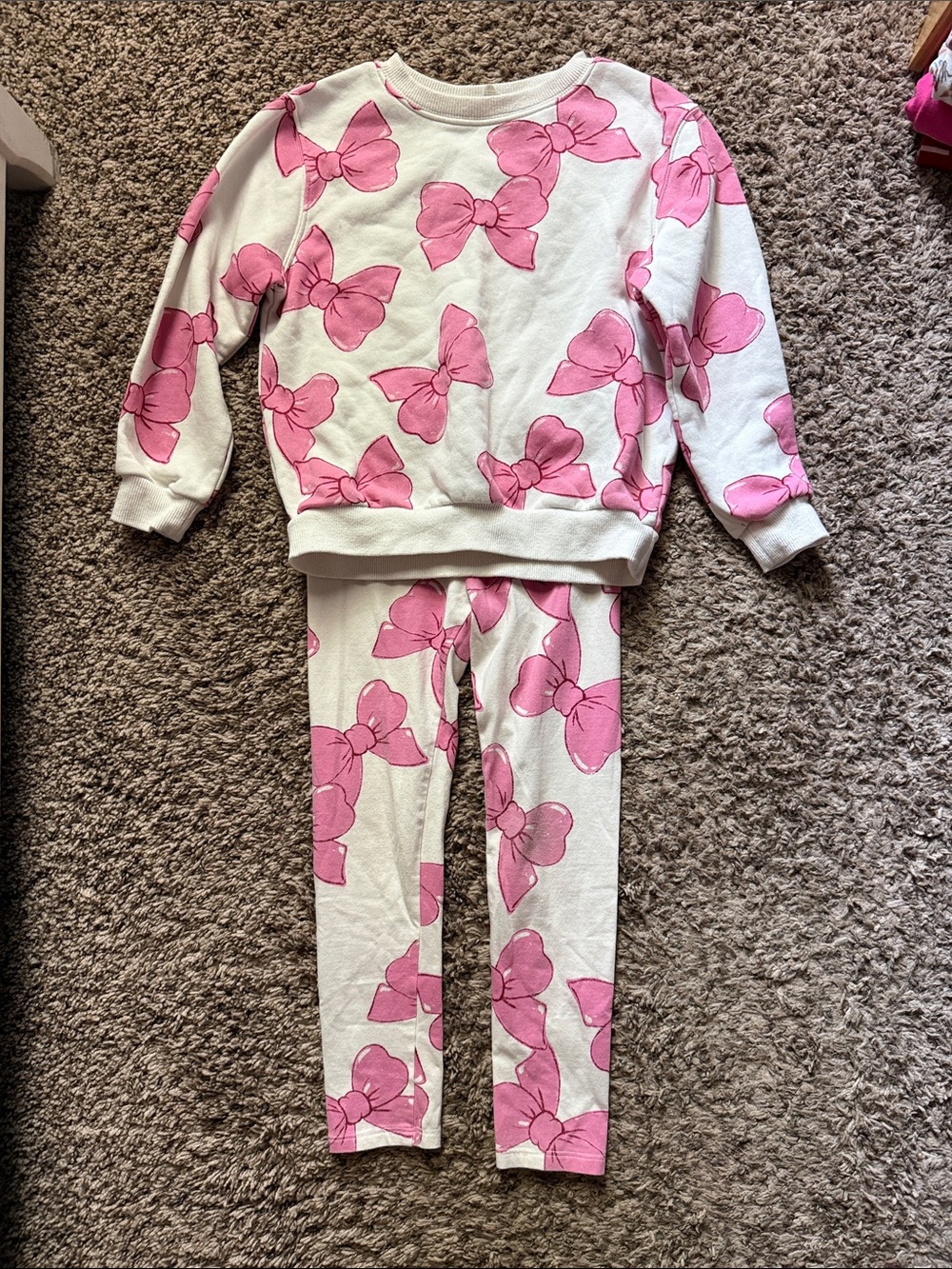 H&M Cream and Pink Bow Print Kids Set